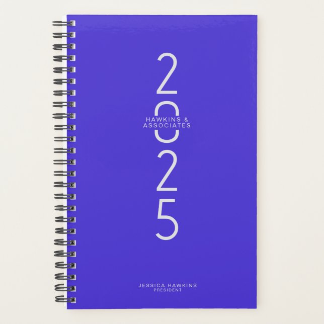 Electric Blue Vertical Modern Year Weekly Planner (Front)