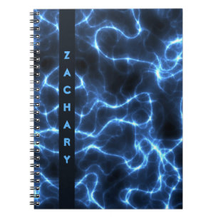 Electric Blue Waves Personalised Spiral Notebook