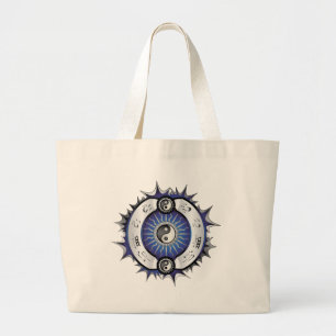 Electric Blue Yin Yang Large Tote Bag