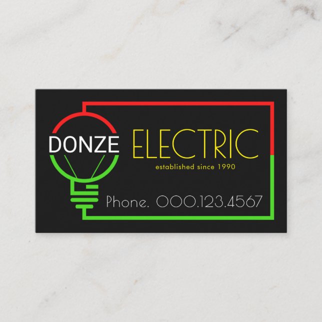 Electric Bulb Wiring Circuit Frame Business Card (Front)