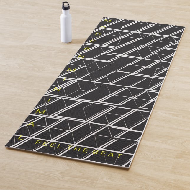 Electric Cage Yoga Mat | Black with Vertical Yello (In Situ)