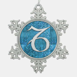 Electric Capricorn Snowflake Pewter Christmas Ornament