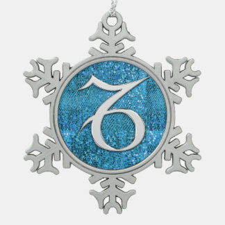 Electric Capricorn Snowflake Pewter Christmas Ornament