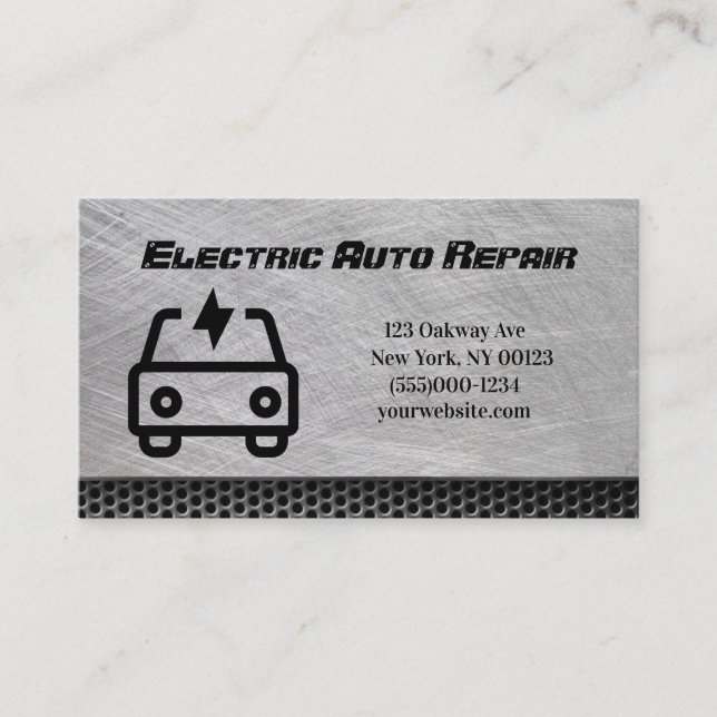 Electric Car Auto Mechanic Repair Service Business Card (Front)