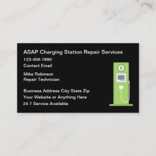 Electric Car Charging Station Repair Business Card