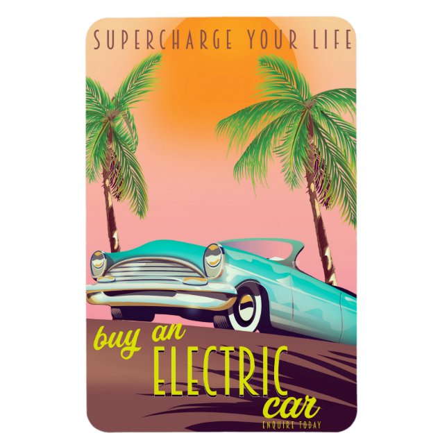 Electric Car Vintage Commercial Magnet (Vertical)