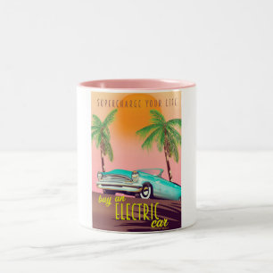 Electric Car Vintage Commercial Two-Tone Coffee Mug