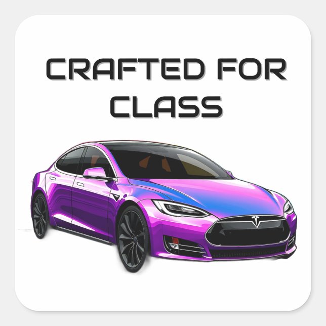 Electric Car with Vibrant Colour Splashes Square Sticker (Front)