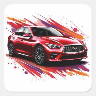 Electric Car with Vibrant Colour Splashes Square Sticker