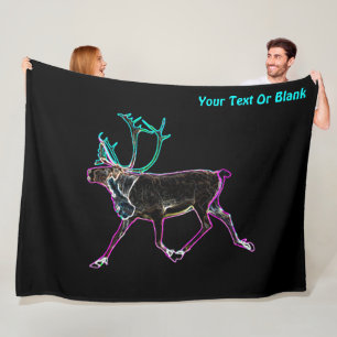 Electric Caribou (Reindeer) Fleece Blanket