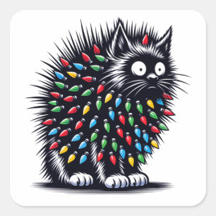 Electric Cat Charged with Lightning Square Sticker