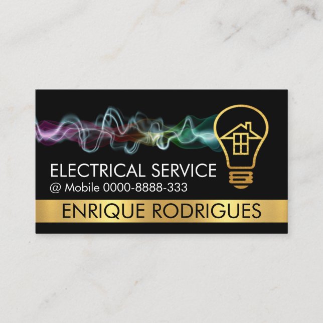 Electric Charge Gold Home Bulb Business Card (Front)