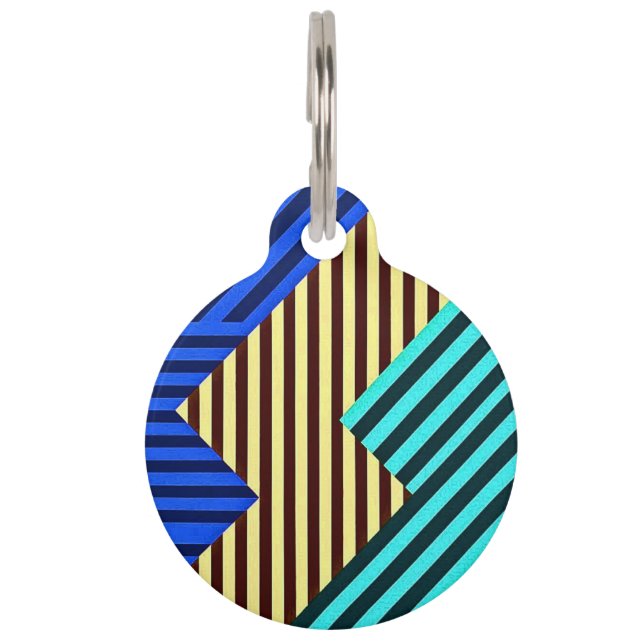 Electric Chevron Stripe Fusion Design Pet Tag (Front)