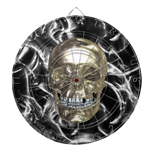 Electric Chrome Skull Dart Board (Front)