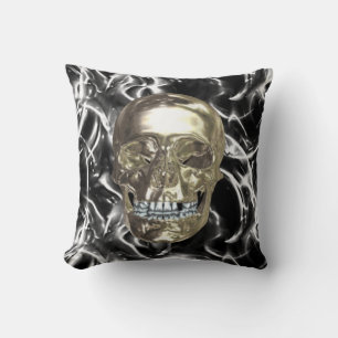 Electric Chrome Skull Reversible Pillow