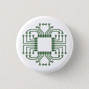 Electric Circuit Board Processor 3 Cm Round Badge