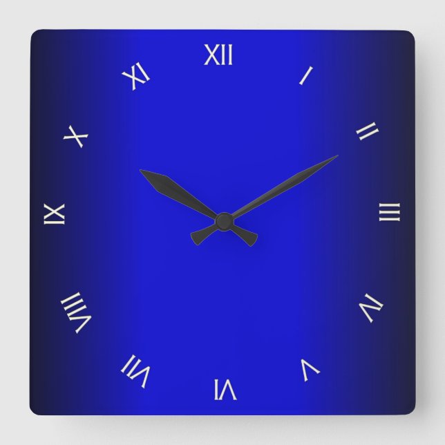 Electric Cobalt Blue Roman Numerals Wall Clock (Front)