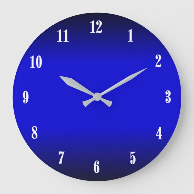 Electric Cobalt Blue White Numbers 2 Wall Clock (Front)