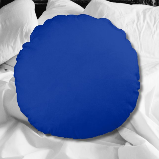Electric Cobalt Solid Colour | Classic Elegant Round Cushion (Creator Uploaded)