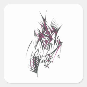 Electric Colorful Abstract Tribal Tattoo Art Square Sticker