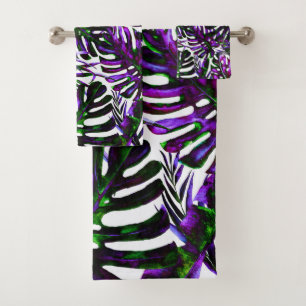 Electric Colour Pop Tropical Palm Leaves Island Bath Towel Set