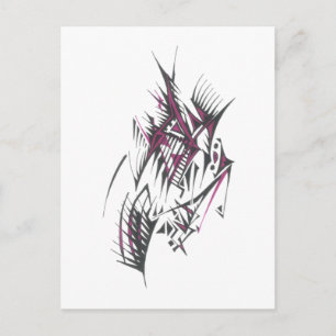 Electric Colourful Abstract Tribal Tattoo Art Postcard