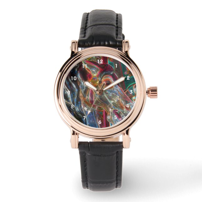 Electric Colours Fiery Steed Carousel Horse Art  Watch (Front)