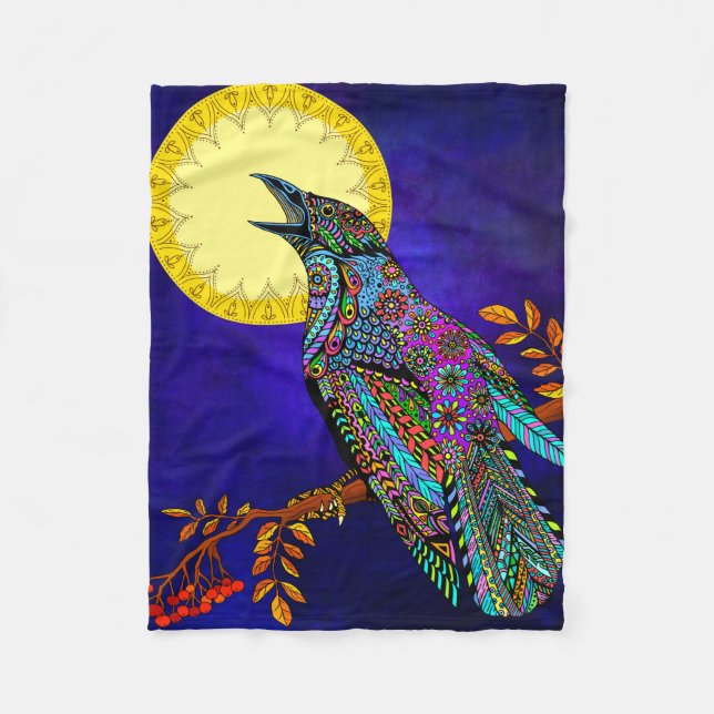 Electric Crow Fleece Blanket (Front)