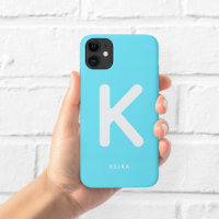 Electric Cyan Blue Monogram Phone Case