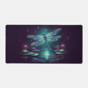 Electric Dragonfly, Eye-Catching Neon Animals Desk Mat