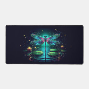 Electric Dragonfly, Eye-Catching Neon Animals Desk Mat