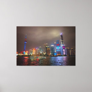 Electric Dreams - Futuristic Shanghai Skyline, A C Canvas Print