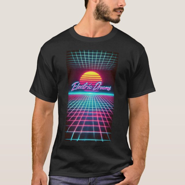 Electric Dreams Retro Futuristic Art Print  T-Shirt (Front)