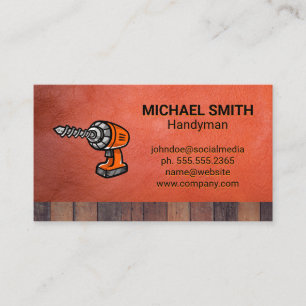 Electric Drill Tool   Construction   Wood Leather Business Card