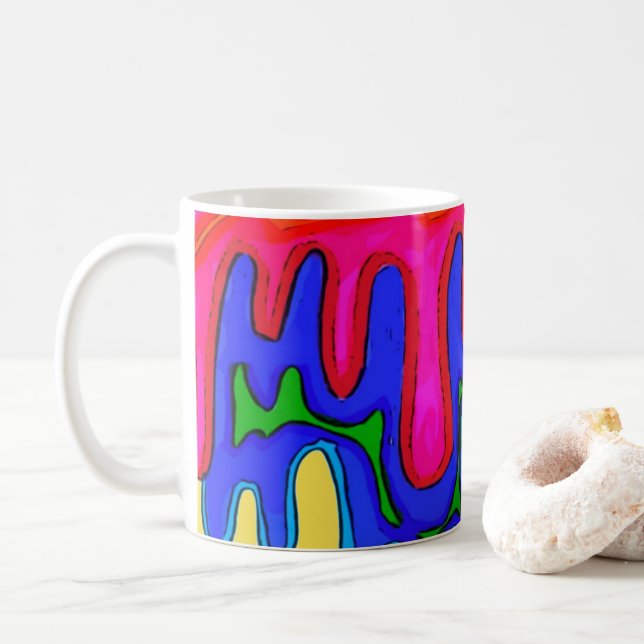 Electric Dripping Colour Pattern Coffee Mug (With Donut)