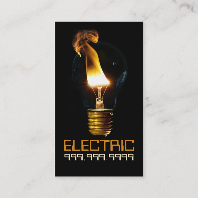 Electric Electrician Electricity Light Bulb Business Card (Front)