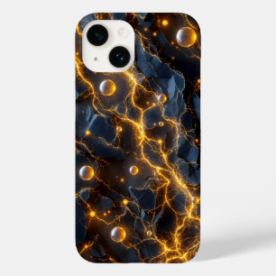 Electric Energy Abstract with Golden Lightning Case-Mate iPhone 14 Case