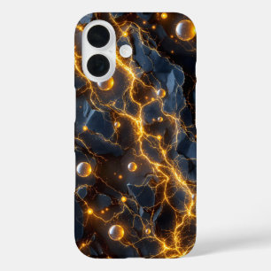 Electric Energy Abstract with Golden Lightning iPhone 16 Case