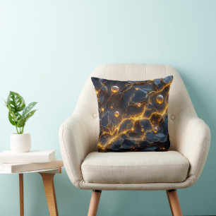 Electric Energy Abstract with Golden Lightning Cushion