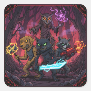 Electric Fantasy Animal Warrior Art Square Sticker