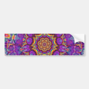 Electric Flower Purple Rainbow Kaleidoscope Art Bumper Sticker