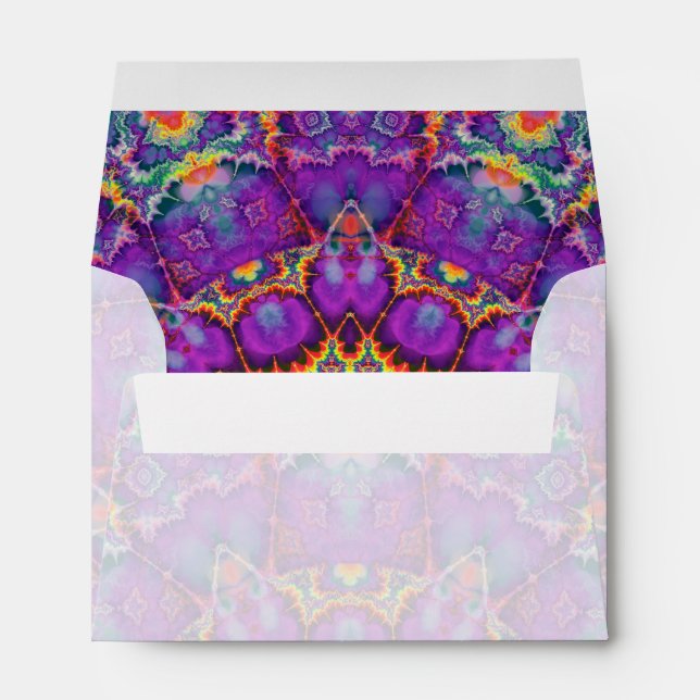 Electric Flower Purple Rainbow Kaleidoscope Art Envelope (Back (Bottom))