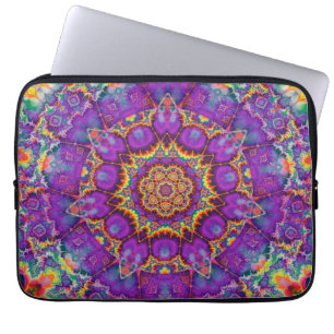Electric Flower Purple Rainbow Kaleidoscope Art Laptop Sleeve