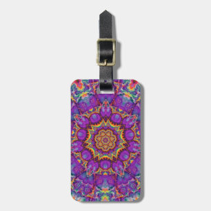 Electric Flower Purple Rainbow Kaleidoscope Art Luggage Tag