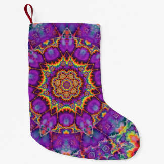 Electric Flower Purple Rainbow Kaleidoscope Art Small Christmas Stocking