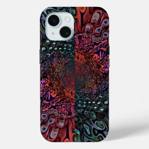 Electric Fractal Kaleidoscope Abstract Design iPhone 15 Case