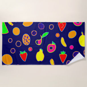 Electric Fruit Fiesta Design Beach Towel