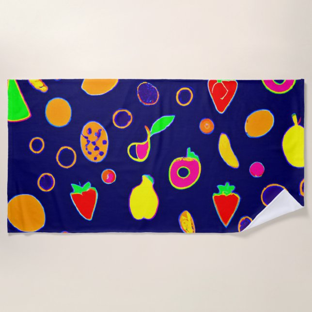 Electric Fruit Fiesta Design Beach Towel (Front)