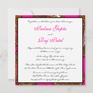 Electric Fuscia Paisley Wedding Invitation
