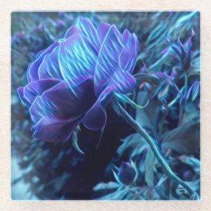 Electric Garden Rose Glass Coaster